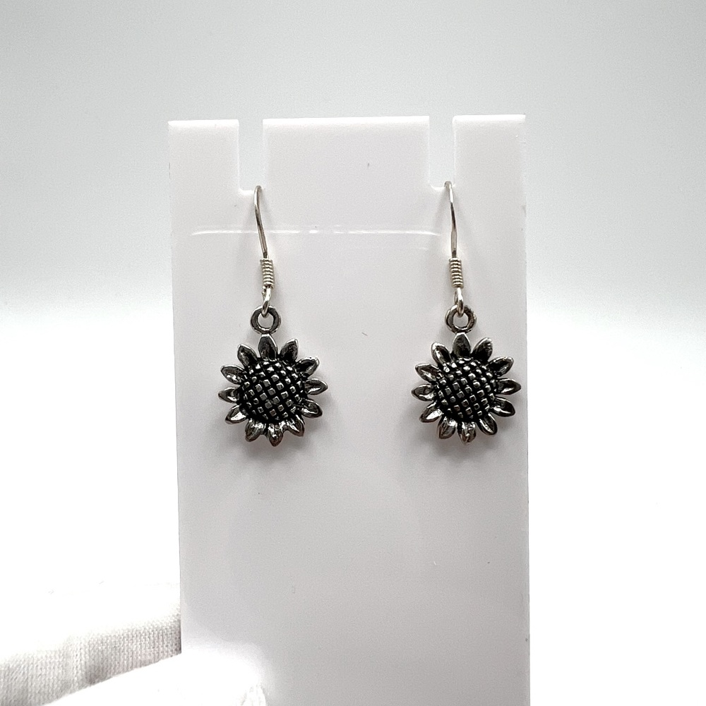 .925 Sterling Silver Sunflower Earrings - Picture 5 of 14